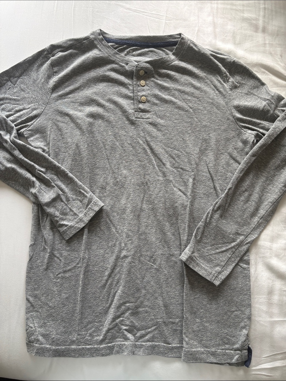 Primary Heather Gray Long-Sleeve Henley Tee